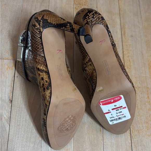 Vince Camuto Tan Snake Print Leather Ankle Booties - Picture 12 of 12
